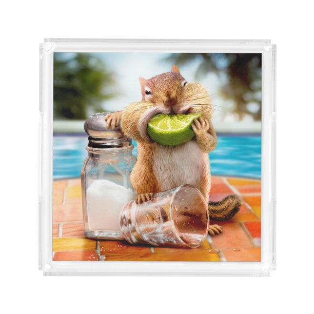 Chipmunk With Lime Acrylic Tray (Front)