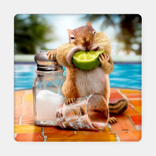 Chipmunk With Lime Coaster Set