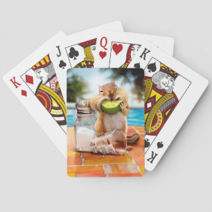 Chipmunk With Lime Poker Cards