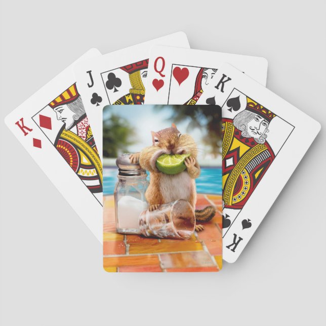 Chipmunk With Lime Poker Cards (Back)
