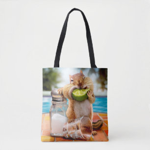 Chipmunk With Lime Tote Bag