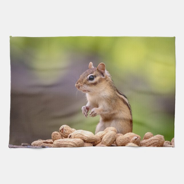 Chipmunk with peanuts towel (Horizontal)