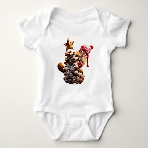 Chipmunk With Pine Cone Tree Baby Bodysuit