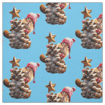 Chipmunk With Pine Cone Tree Fabric