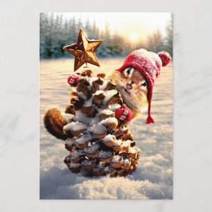 Chipmunk With Pine Cone Tree Invitation