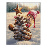 Chipmunk With Pine Cone Tree Jigsaw Puzzle