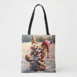 Chipmunk With Pine Cone Tree Tote Bag