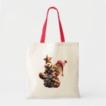 Chipmunk With Pine Cone Tree Tote Bag
