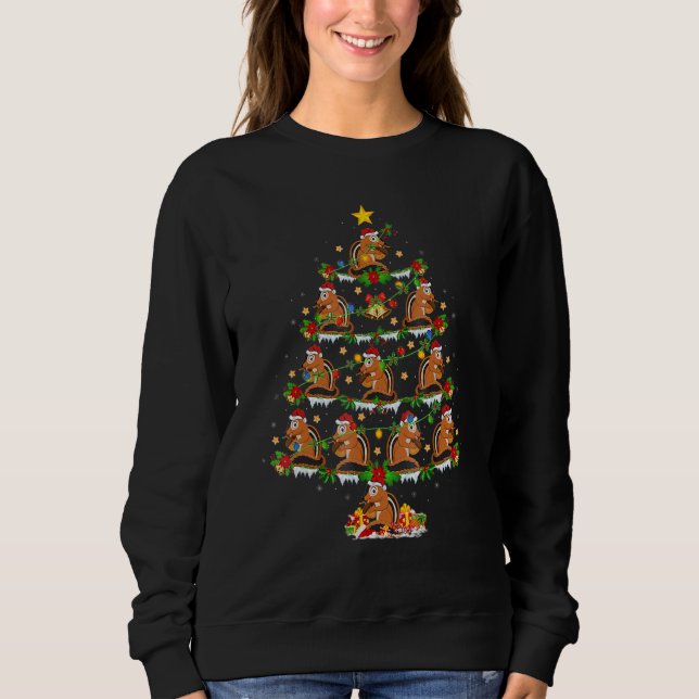 Chipmunk  Xmas Lights Chipmunk Christmas Tree Sweatshirt (Front)