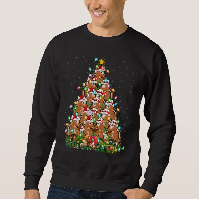 Chipmunk   Xmas Lights Santa Chipmunk Christmas Tr Sweatshirt (Front)