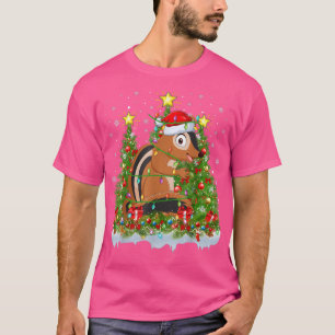 Chipmunk Xmas Lights Santa Chipmunk Christmas Tree T-Shirt