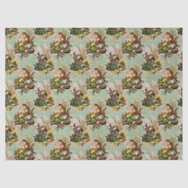Chipmunks and Birds Decoupage Tissue Paper (Front)