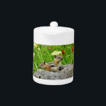 Chipmunks and wildflowers teapot<br><div class="desc">Chipmunk Ground squirrel chipmunks,  animal,  wild,  nature,  critter,  wildflowers, wildlife, flowers, Rockies, rock,  camping</div>