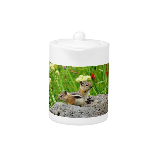 Chipmunks and wildflowers teapot (Front)