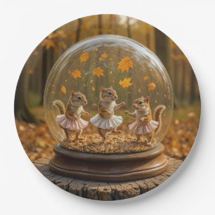 Chipmunks Dancing In a Glass Globe Paper Plates