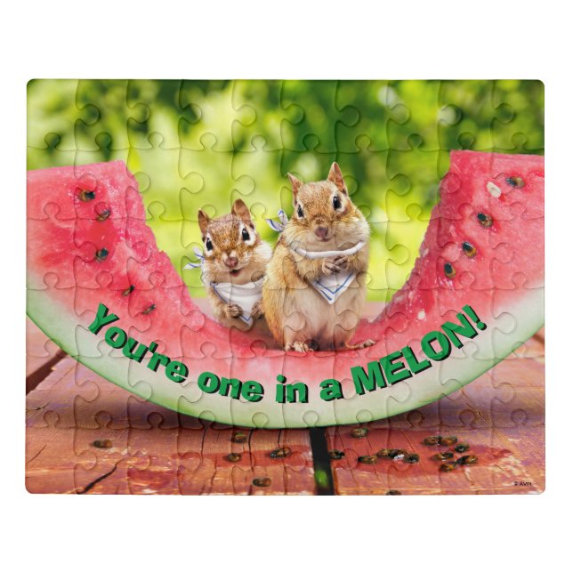 Chipmunks Eating Watermelon Jigsaw Puzzle (Puzzle Horizontal)
