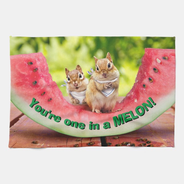 Chipmunks Eating Watermelon Kitchen Towel (Horizontal)
