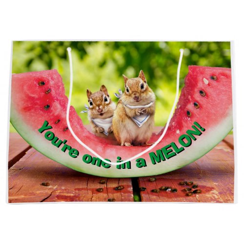 Chipmunks Eating Watermelon Large Gift Bag