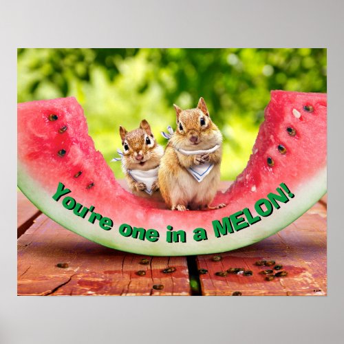 Chipmunks Eating Watermelon Poster