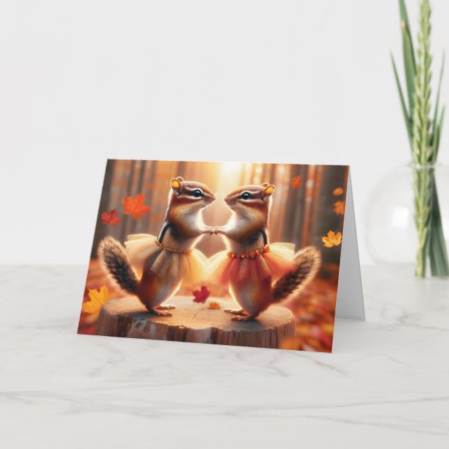 Chipmunks For Fall Birthday Card (Front)