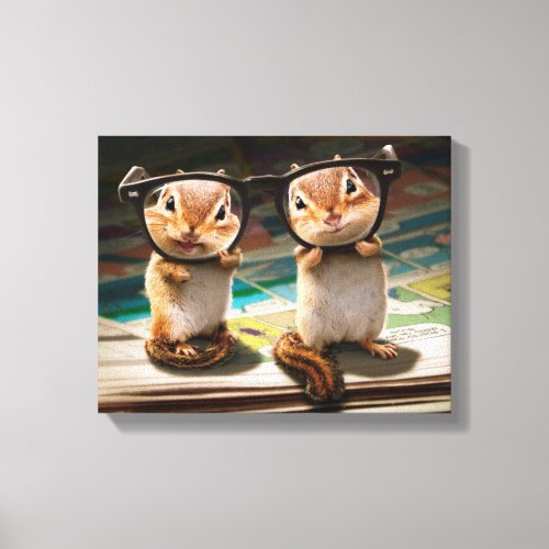 Chipmunks in Reading Glasses Canvas Print