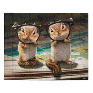 Chipmunks in Reading Glasses Jigsaw Puzzle