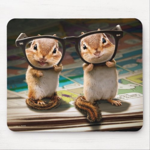 Chipmunks in Reading Glasses Mouse Pad