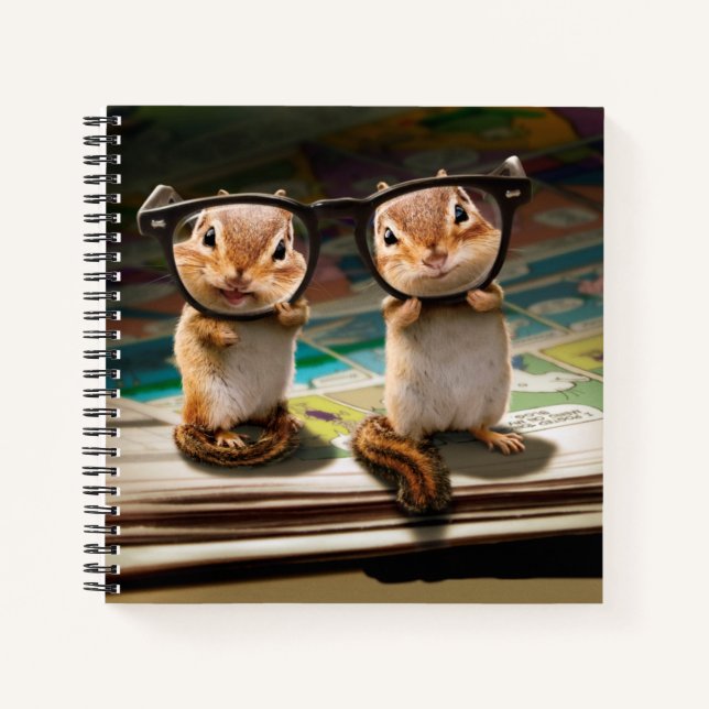 Chipmunks in Reading Glasses Notebook (Front)
