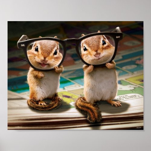 Chipmunks in Reading Glasses Poster