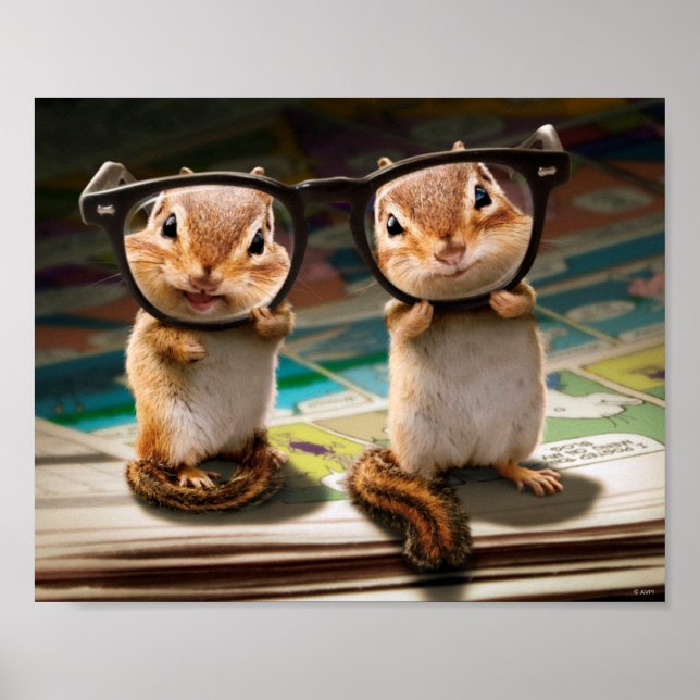 Chipmunks in Reading Glasses Poster (Front)
