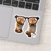 Chipmunks in Reading Glasses Sticker
