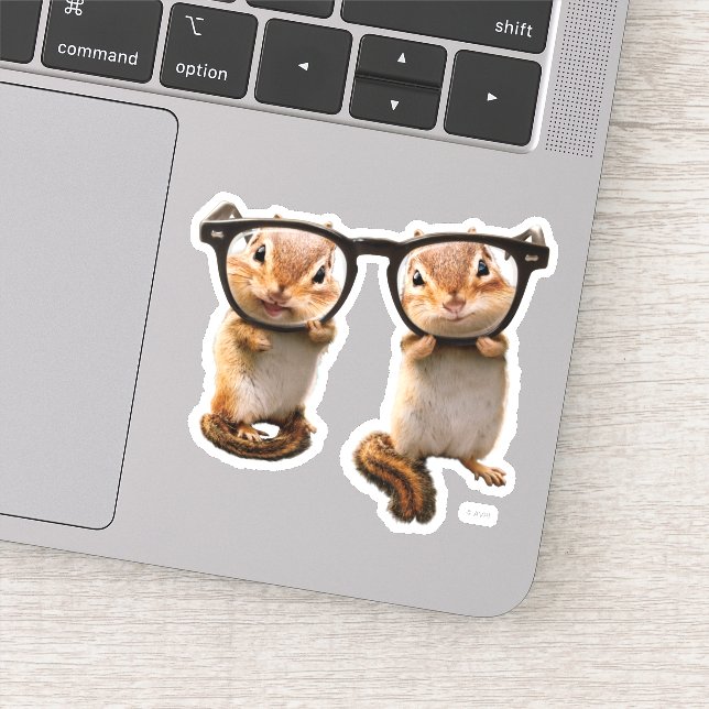 Chipmunks in Reading Glasses Sticker (Detail)