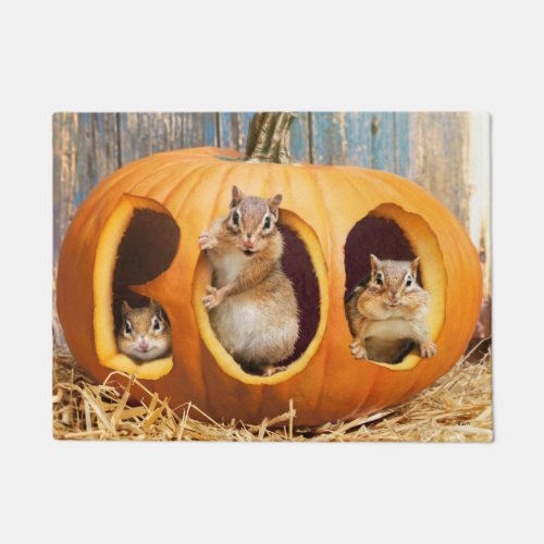 Chipmunks Inside Boo Jack_o_Lantern Doormat