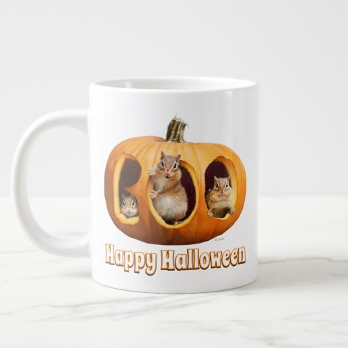 Chipmunks Inside Boo Jack_o_Lantern Giant Coffee Mug