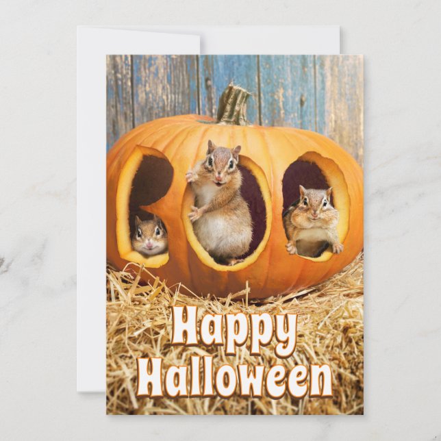 Chipmunks Inside Boo Jack-o-Lantern Invitation (Front)