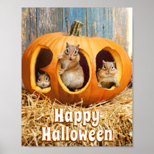 Chipmunks Inside Boo Jack-o-Lantern Poster