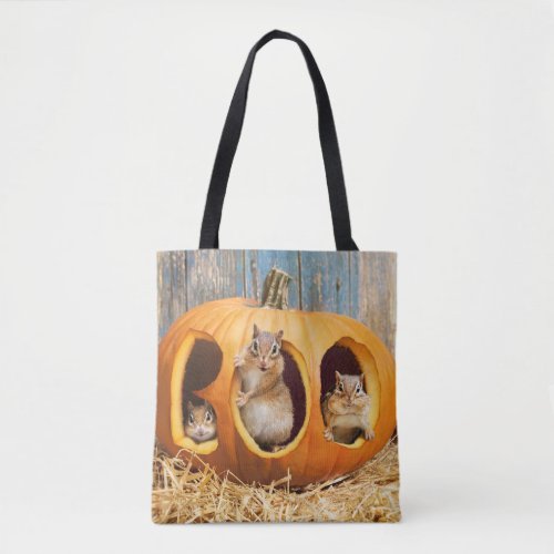 Chipmunks Inside Boo Jack_o_Lantern Tote Bag