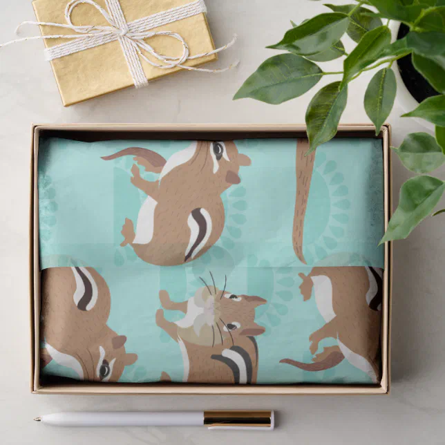Chipmunks on Mint Green Background Patterned Tissue Paper | Zazzle