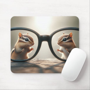 Chipmunks Peering Through Big Black Glasses Mouse Pad