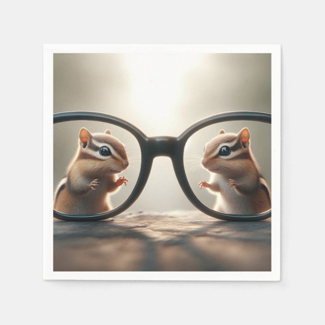 Chipmunks Peering Through Big Black Glasses  Napkins (Front)