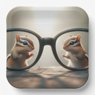 Chipmunks Peering Through Big Black Glasses  Paper Plates