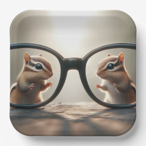 Chipmunks Peering Through Big Black Glasses  Paper Plates