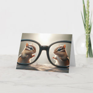 Chipmunks Peering Through Glasses Card