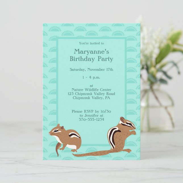 Chipmunks Themed Birthday Party Custom Invitation (Standing Front)