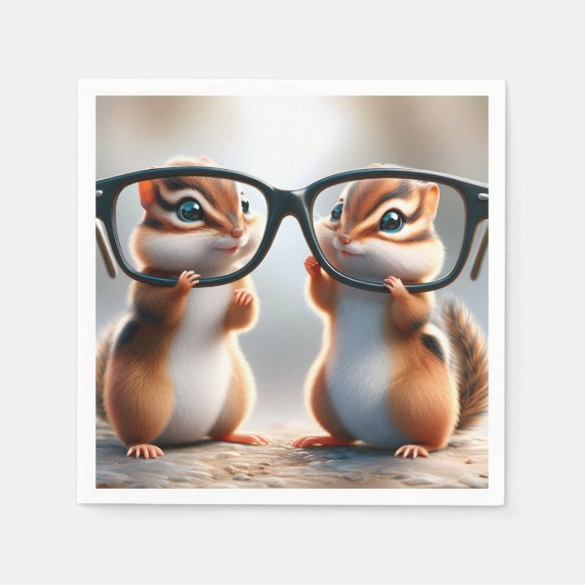 Chipmunks With Black Eyeglasses Napkins (Front)