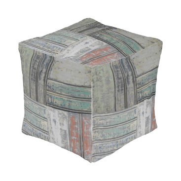 Chipped Paint Tongue and Groove Print Pouf Chipped Paint Tongue and Groove Print Pouf