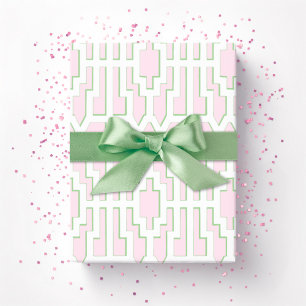 Chippendale Fret in Pink and Green Wrapping Paper