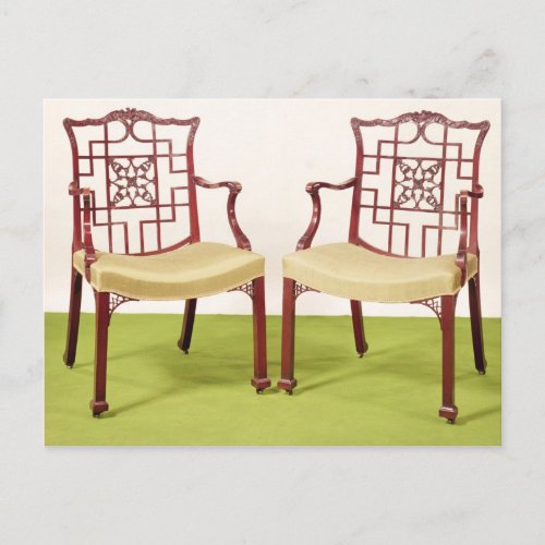 Chippendale mahogany dining chairs postcard