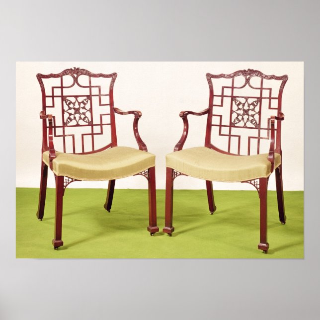 Chippendale mahogany dining chairs poster (Front)