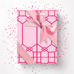 Chippendale Octagon Trellis in Bold Pink Wrapping Paper